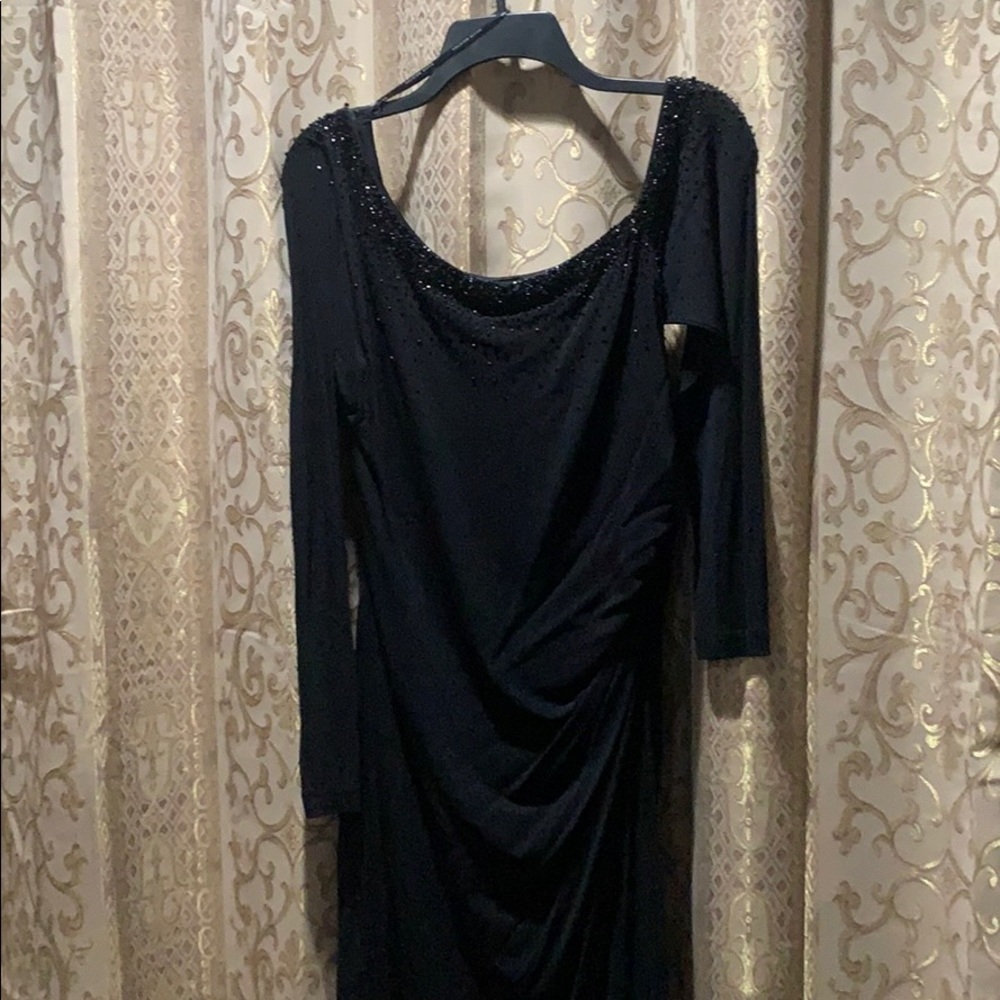 David Meister Beaded Black Cocktail Dress